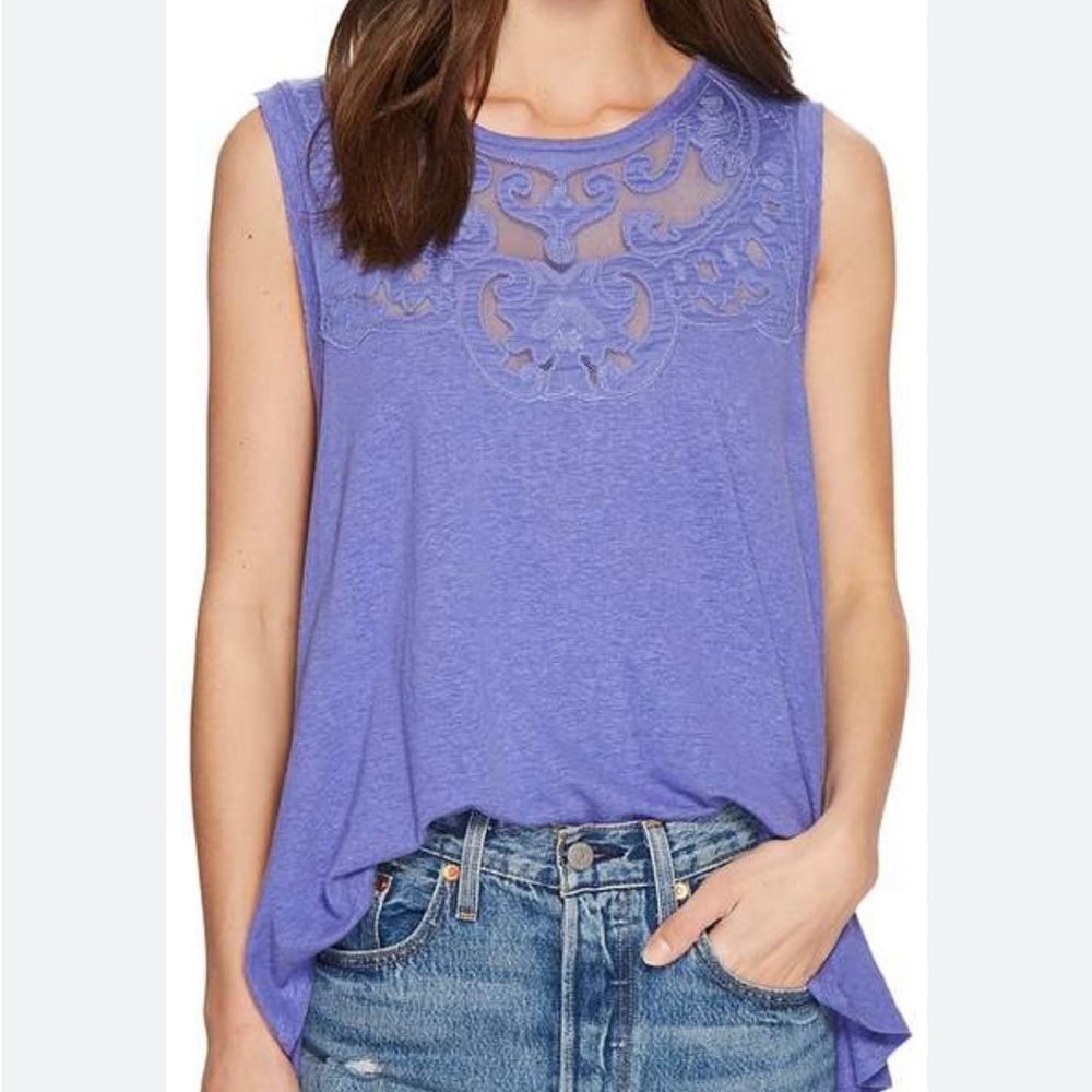 Free People Meant to Be Swing Blue Top (S)